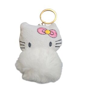 Hello Kitty Pom Pom Keychain‎ Plush Charm Bag Purse Accessories Kawaii Y2K
